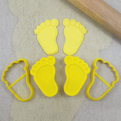 Custom Cookie Cutters Baby Foot Cutter & Debosser Set - Pair Full Set