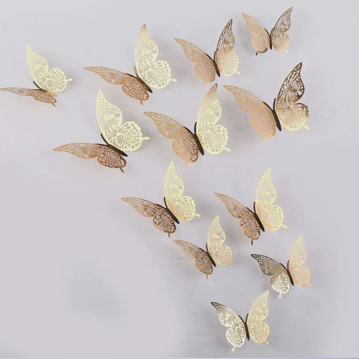 Gold Metallic Paper Butterflies - 12 Pack