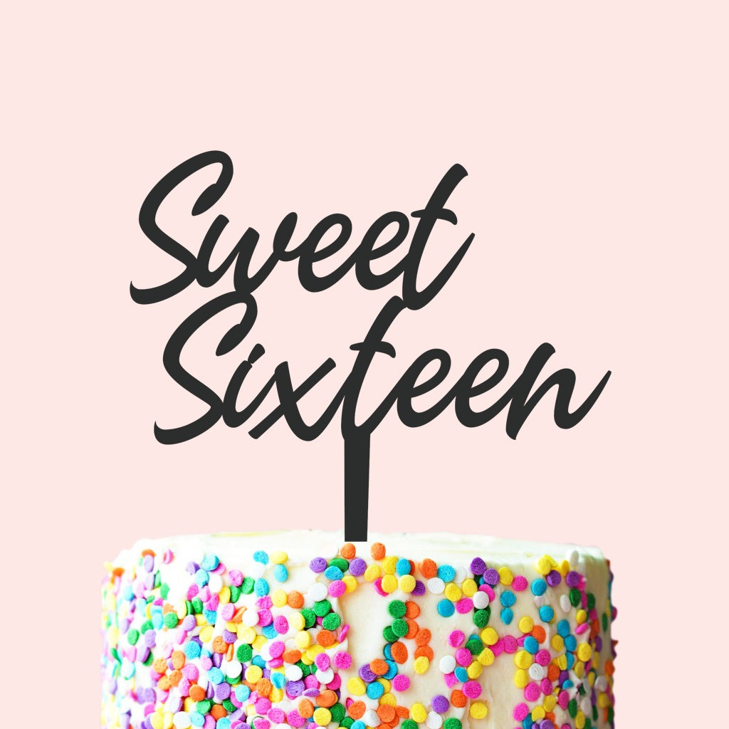 Etched Sweet Sixteen Cake Topper - Heady Font