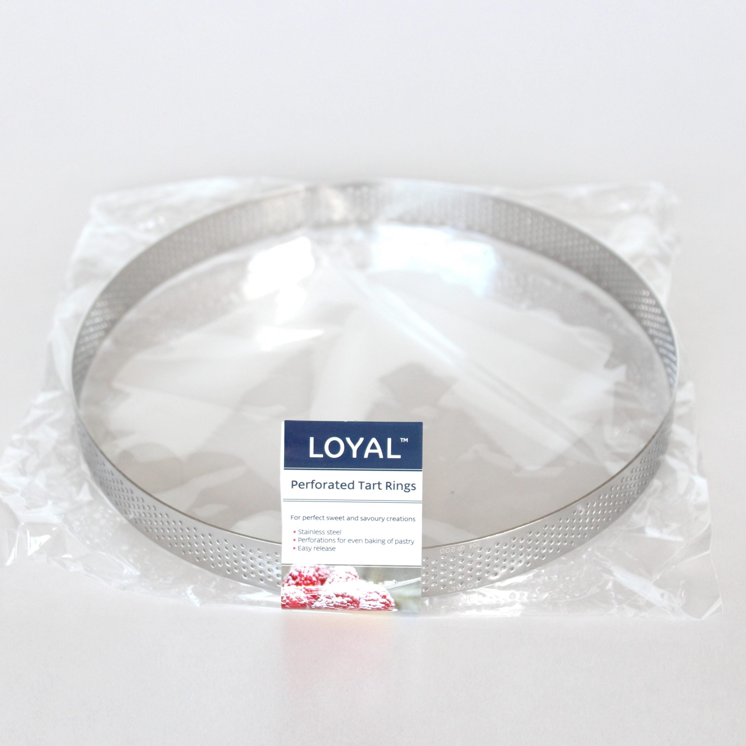 LOYAL 200mm x 20mm Perforated  Tart Ring S/S