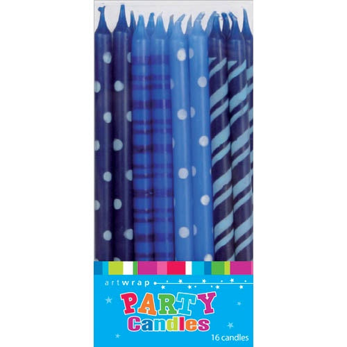 Blue Spot Stripe - 16pk Candles