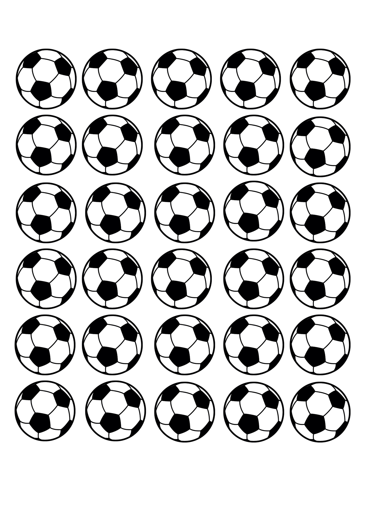 Edible Cupcake Toppers - 1.5" (4cm) Pre-Cut Round - 30 Toppers Per Page - Soccer Balls
