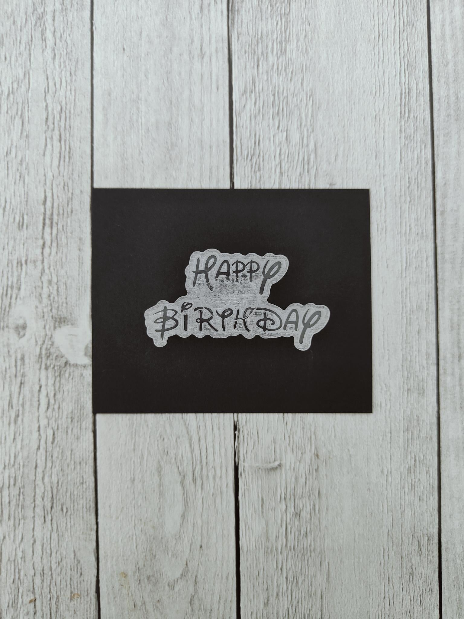 Happy Birthday Disney Font Embossed Stamp