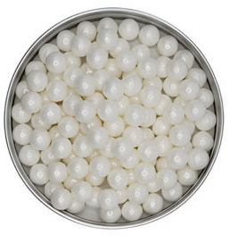 Cachous Round Pearl White 10mm - 100gm