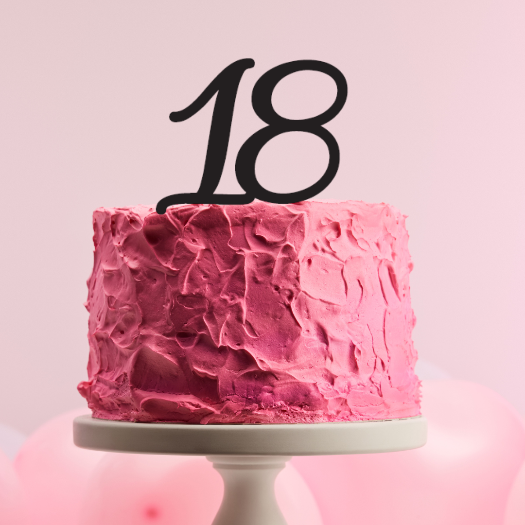 BarleyBoy Creative 18 Cake Topper - Script Font