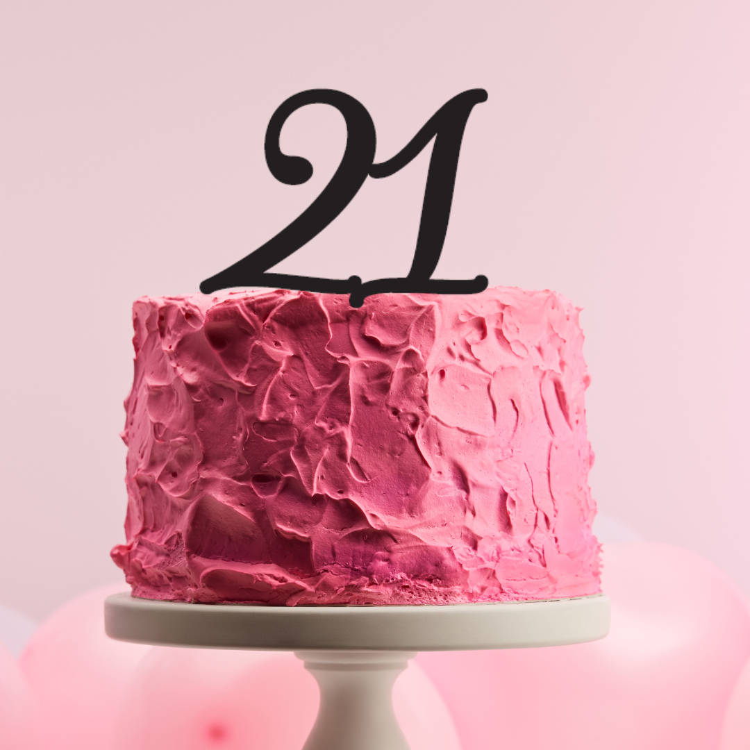 BarleyBoy Creative 21 Cake Topper - Script Font