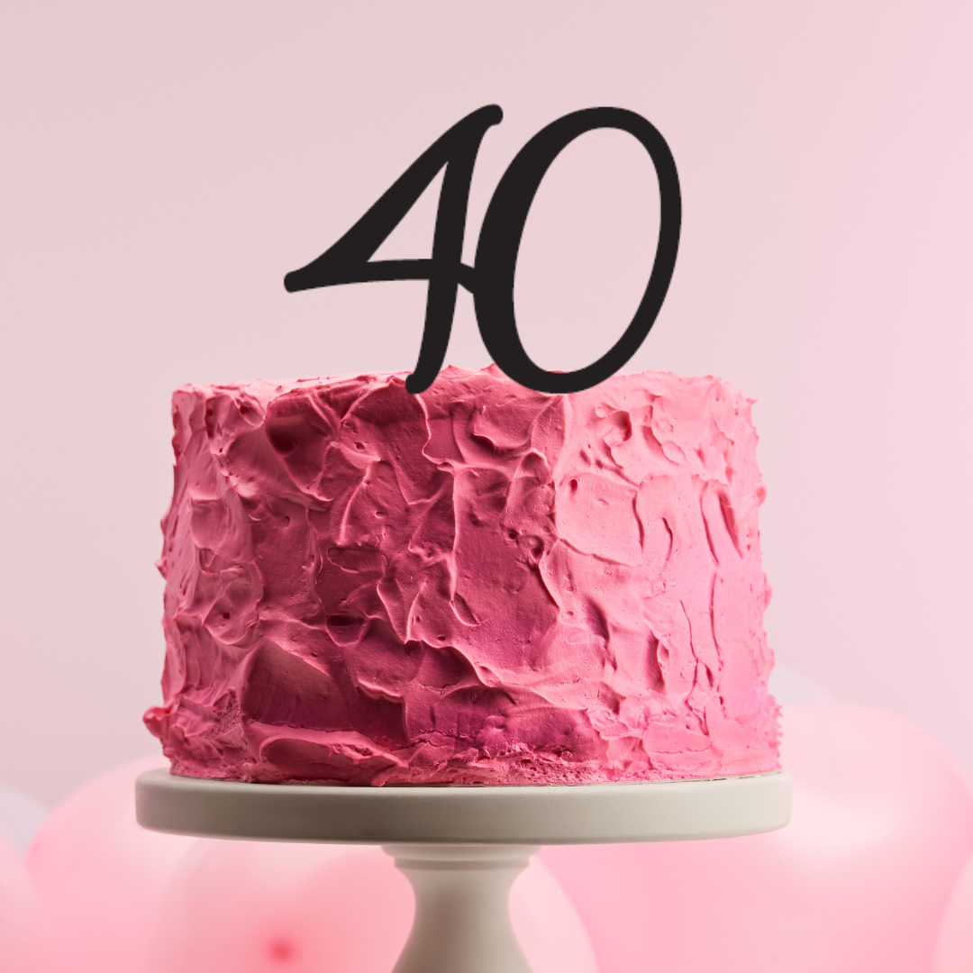 BarleyBoy Creative 40 Cake Topper - Script Font