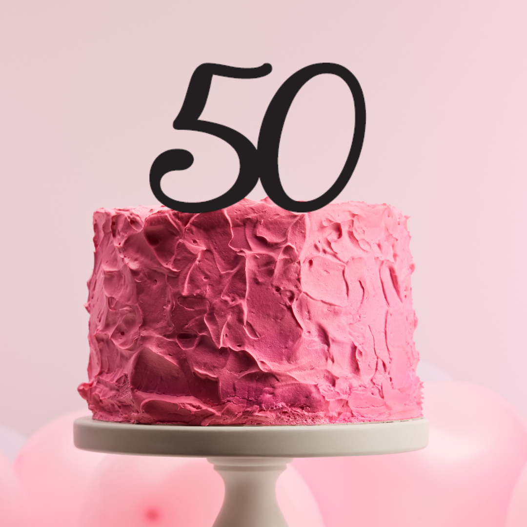 BarleyBoy Creative 50 Cake Topper - Script Font
