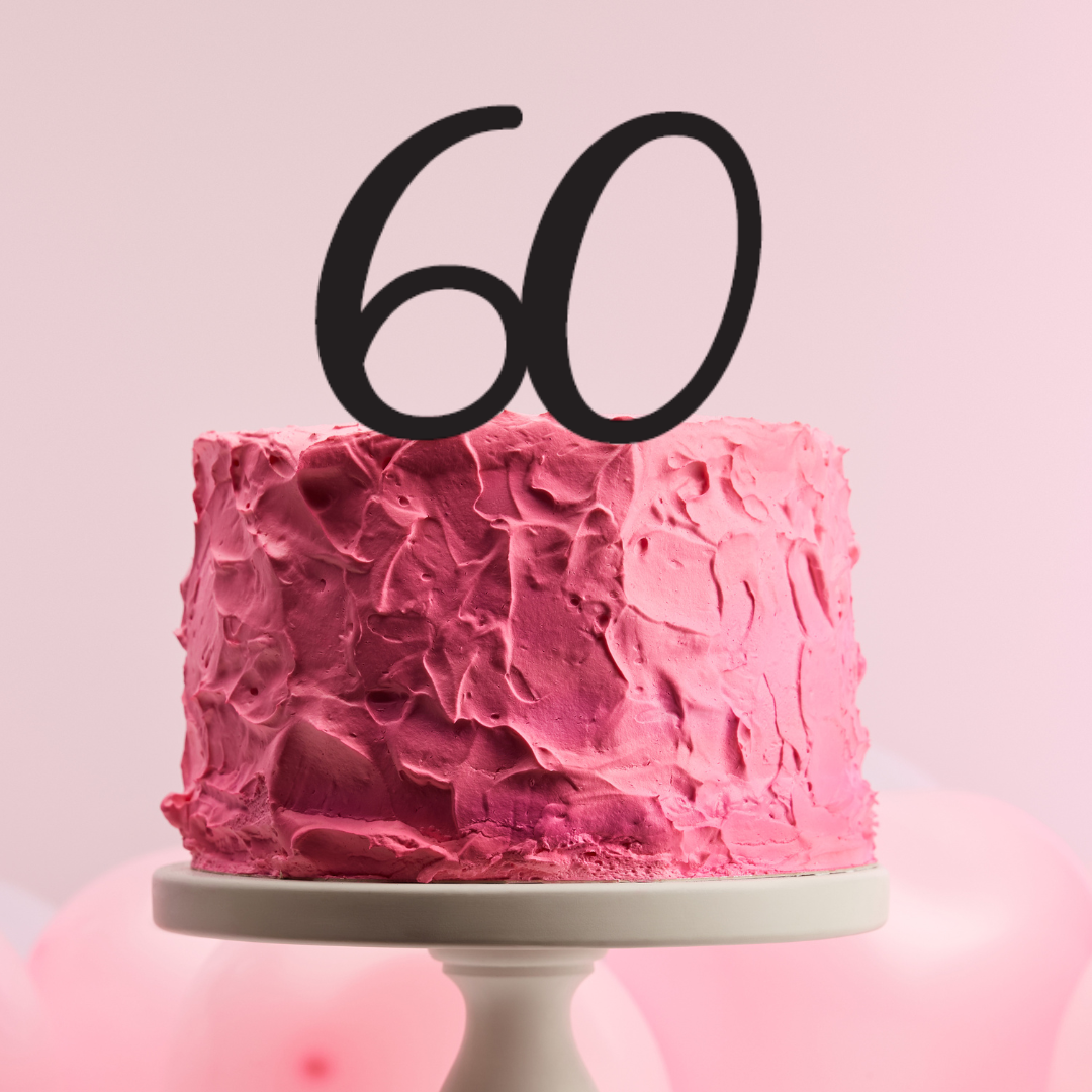 BarleyBoy Creative 60 Cake Topper - Script Font