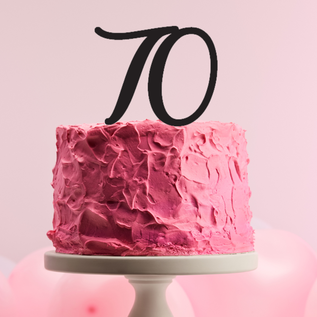 BarleyBoy Creative 70 Cake Topper - Script Font