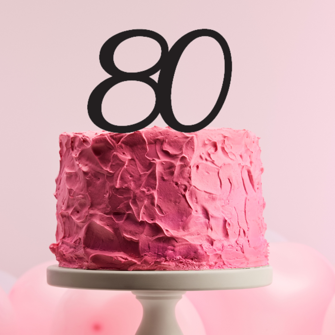 BarleyBoy Creative 80 Cake Topper - Script Font