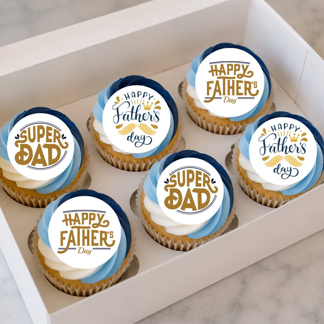 Edible Cupcake Toppers - 1.5" (4cm) Pre-Cut Round - 30 Toppers Per Page - Father's Day Set 2