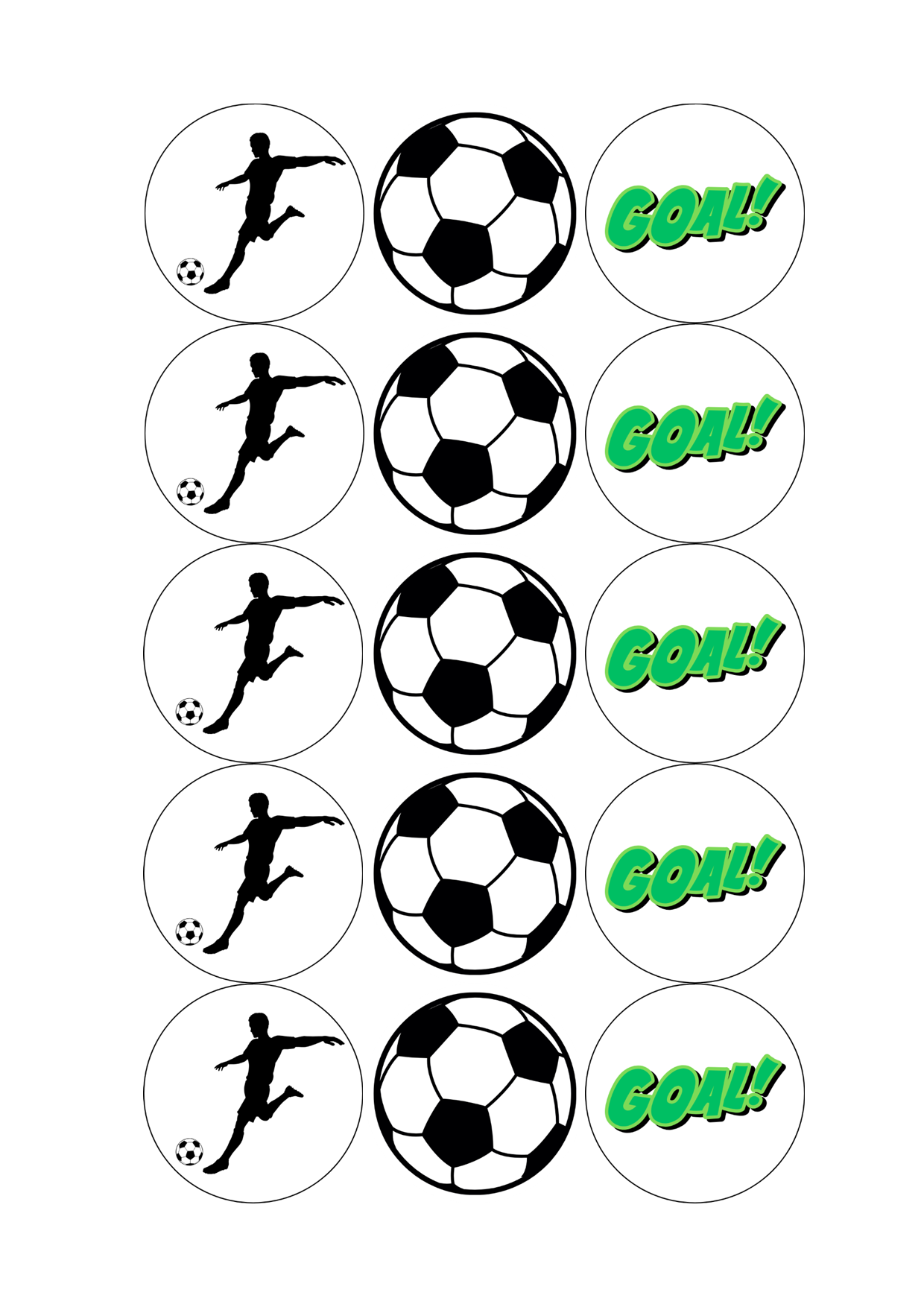 Edible Cupcake Toppers - 2" (5cm) Pre-Cut Round - 15 Toppers Per Page - Soccer Themed