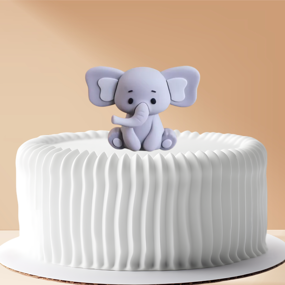 Cake Topper Elephant Grey Ears