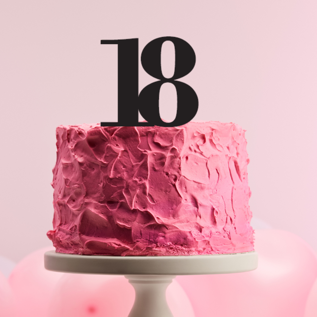 BarleyBoy Creative 18 Cake Topper - Serif Font