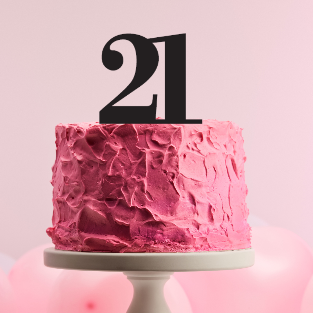 BarleyBoy Creative 21 Cake Topper - Serif Font