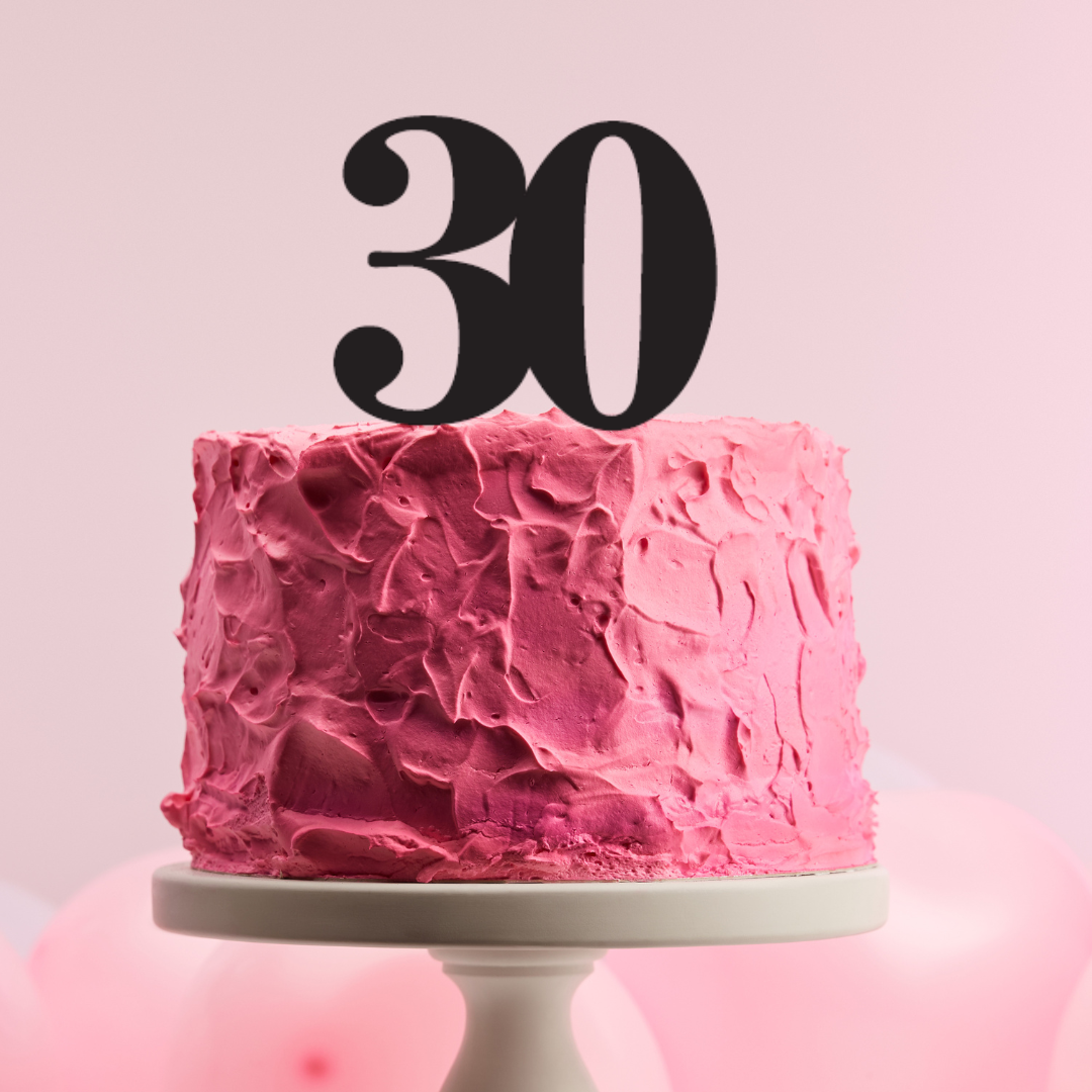 BarleyBoy Creative 30 Cake Topper - Serif Font