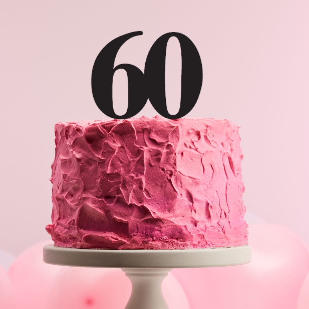 BarleyBoy Creative 60 Cake Topper - Serif Font