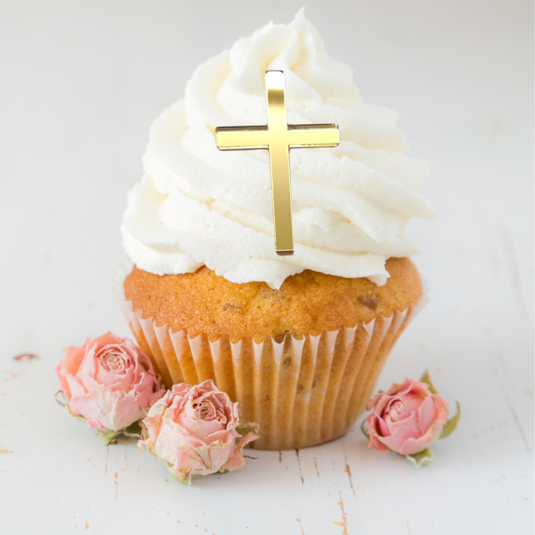 Etched Cupcake Plaques - Mini Crosses