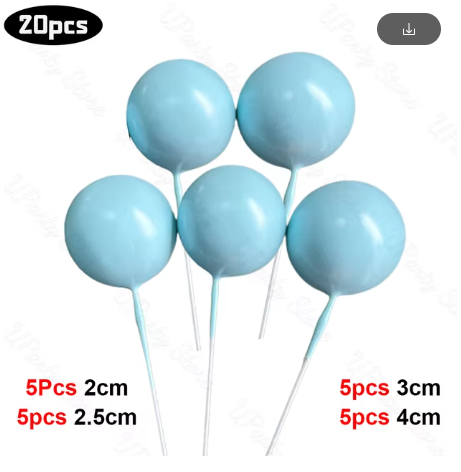 Cake Ball Toppers 20pc Mixed Sizes - Baby Blue