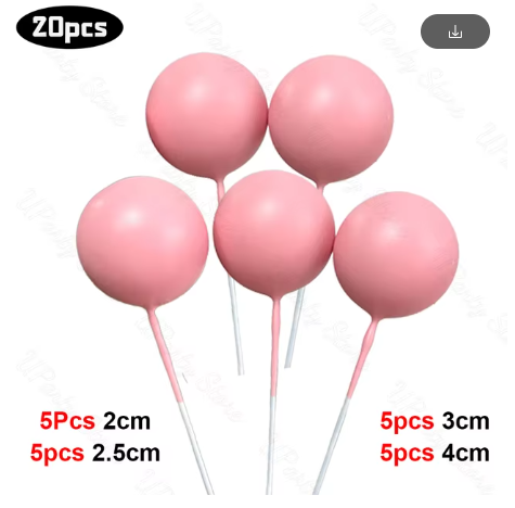 Cake Ball Toppers 20pc Mixed Sizes - Baby Pink