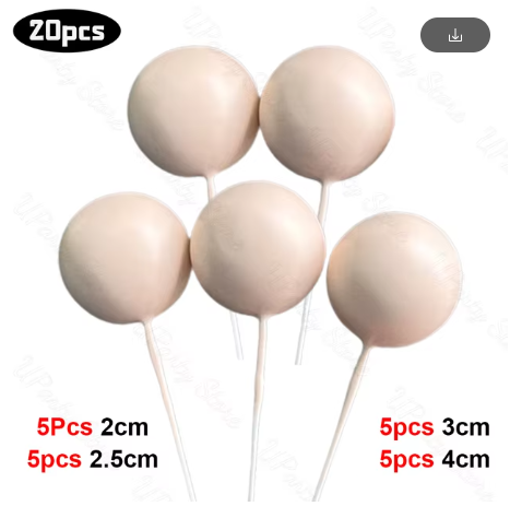 Cake Ball Toppers 20pc Mixed Sizes - Beige