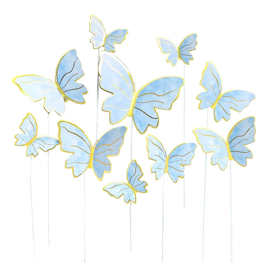 Cardstock Butterflies Pack of 10 - Blue & Gold Style 2