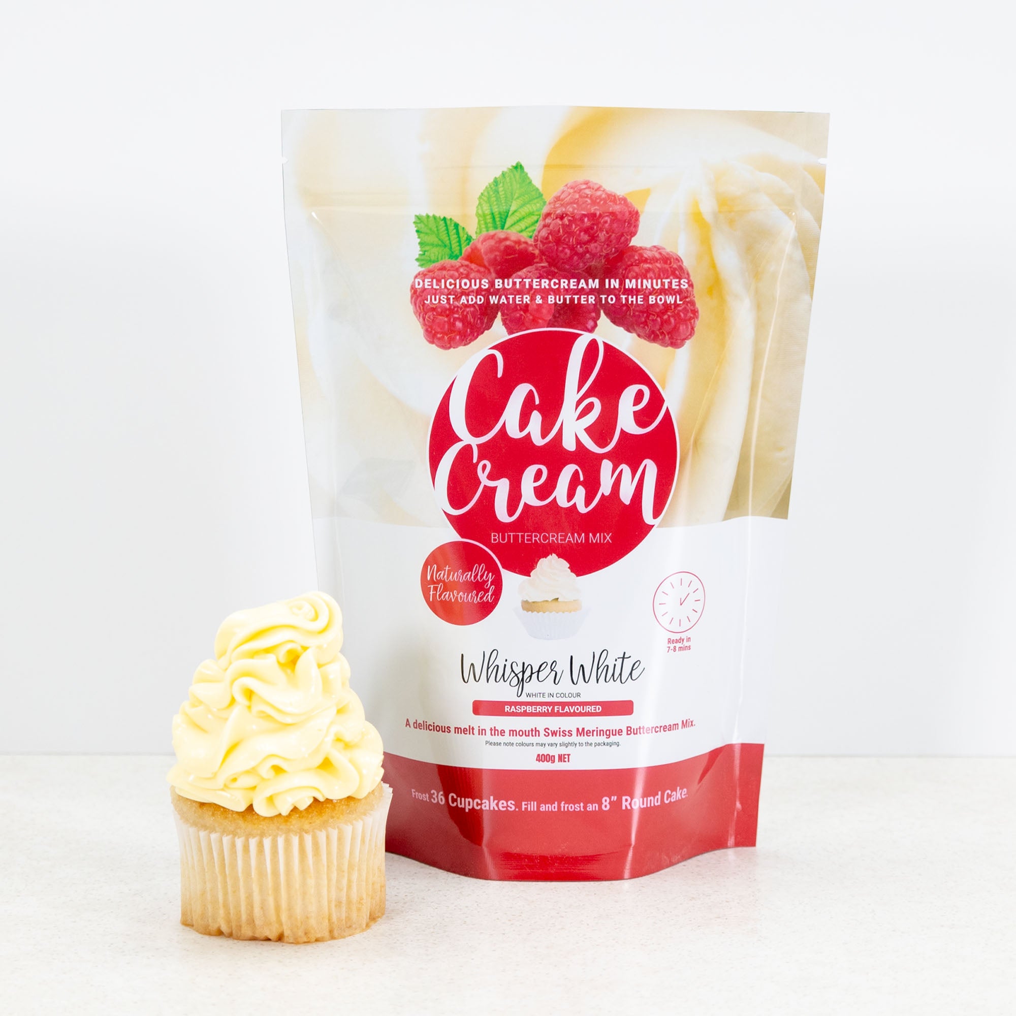 Cake Cream Swiss Meringue Buttercream - Whisper White Raspberry Flavour 400g
