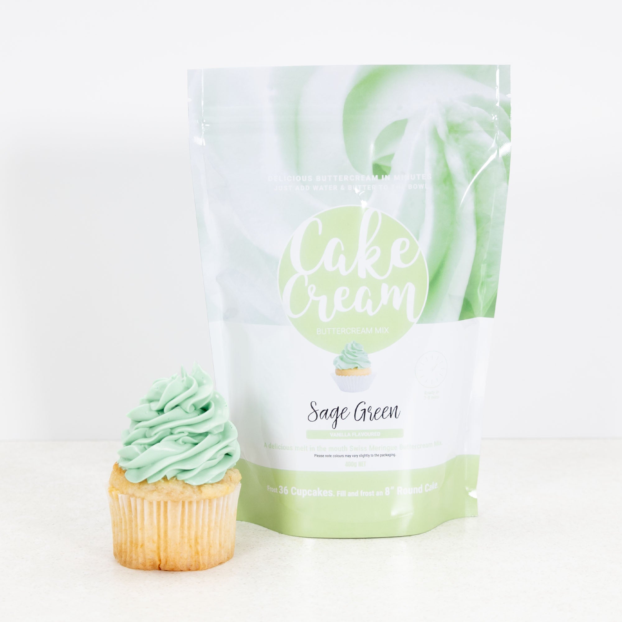 Cake Cream Swiss Meringue Buttercream - Sage Green 400g