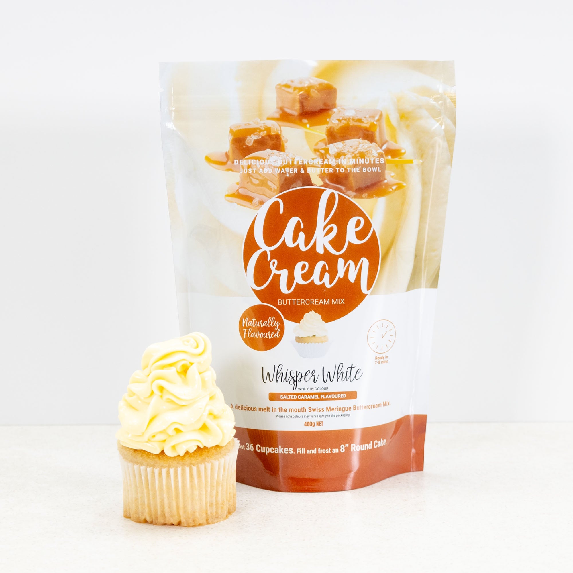 Cake Cream Swiss Meringue Buttercream - Whisper White Salted Caramel Flavour 400g
