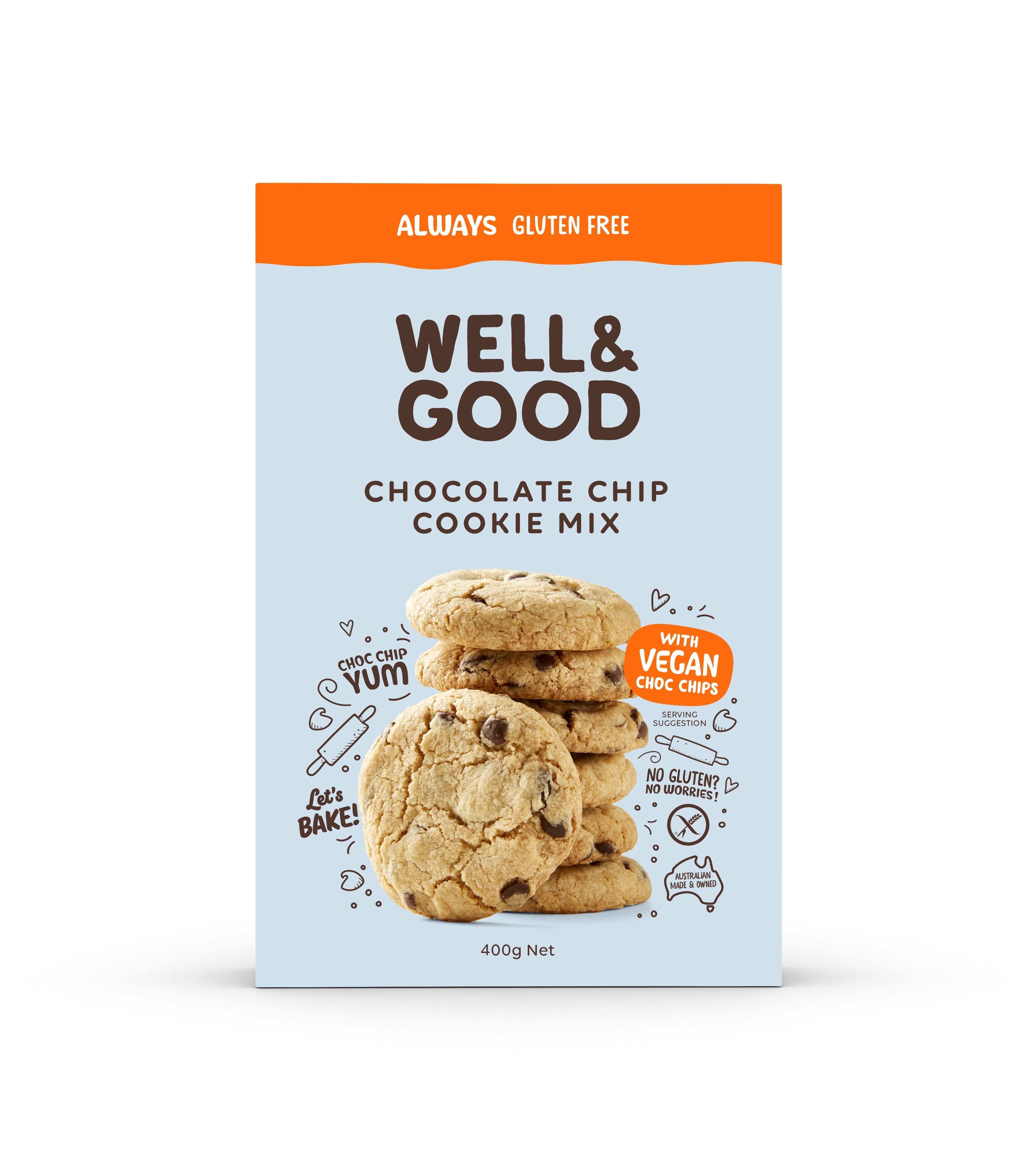 Well & Good Gluten Free Choc Chip Cookie Mix 400g