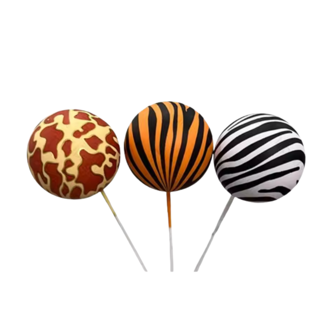 Cake Ball Toppers 10pc 3cm - Jungle Animal Print