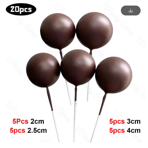 Cake Ball Toppers 20pc Mixed Sizes - Brown