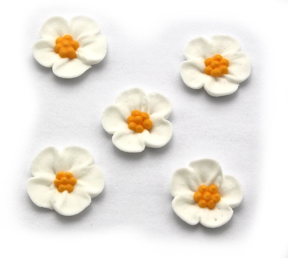 5 Petal Blossom White 25mm (Medium) Pack of 6