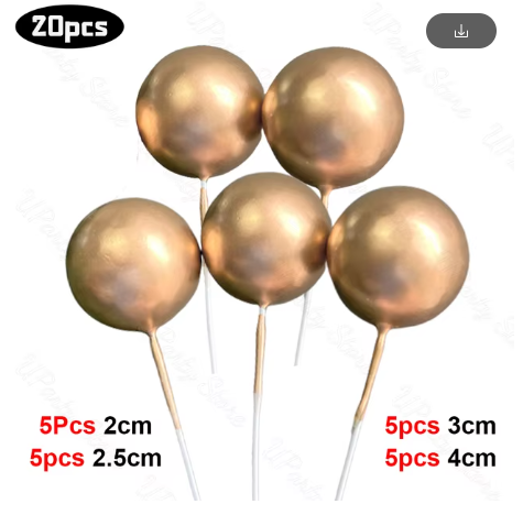 Cake Ball Toppers 20pc Mixed Sizes - Gold