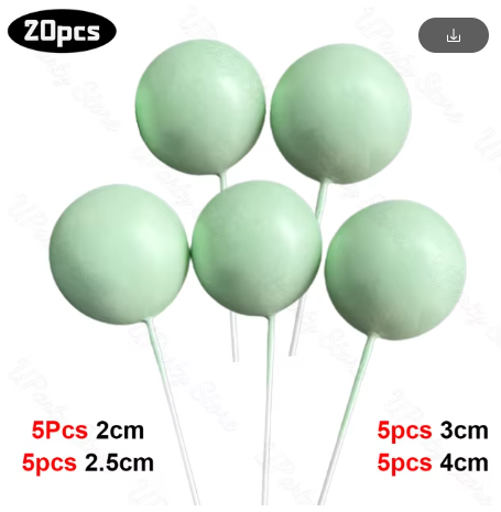 Cake Ball Toppers 20pc Mixed Sizes - Grass Green