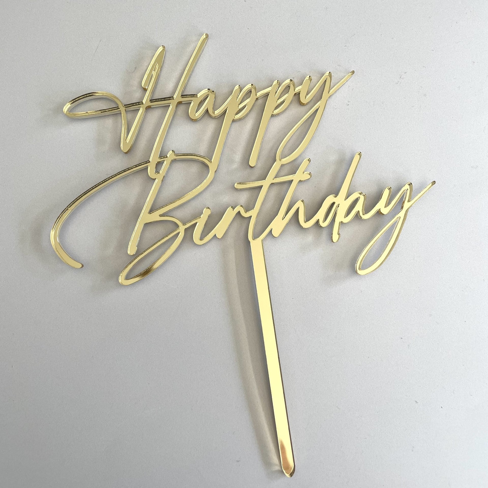 Etched Happy Birthday Cake Topper - Spirited Font