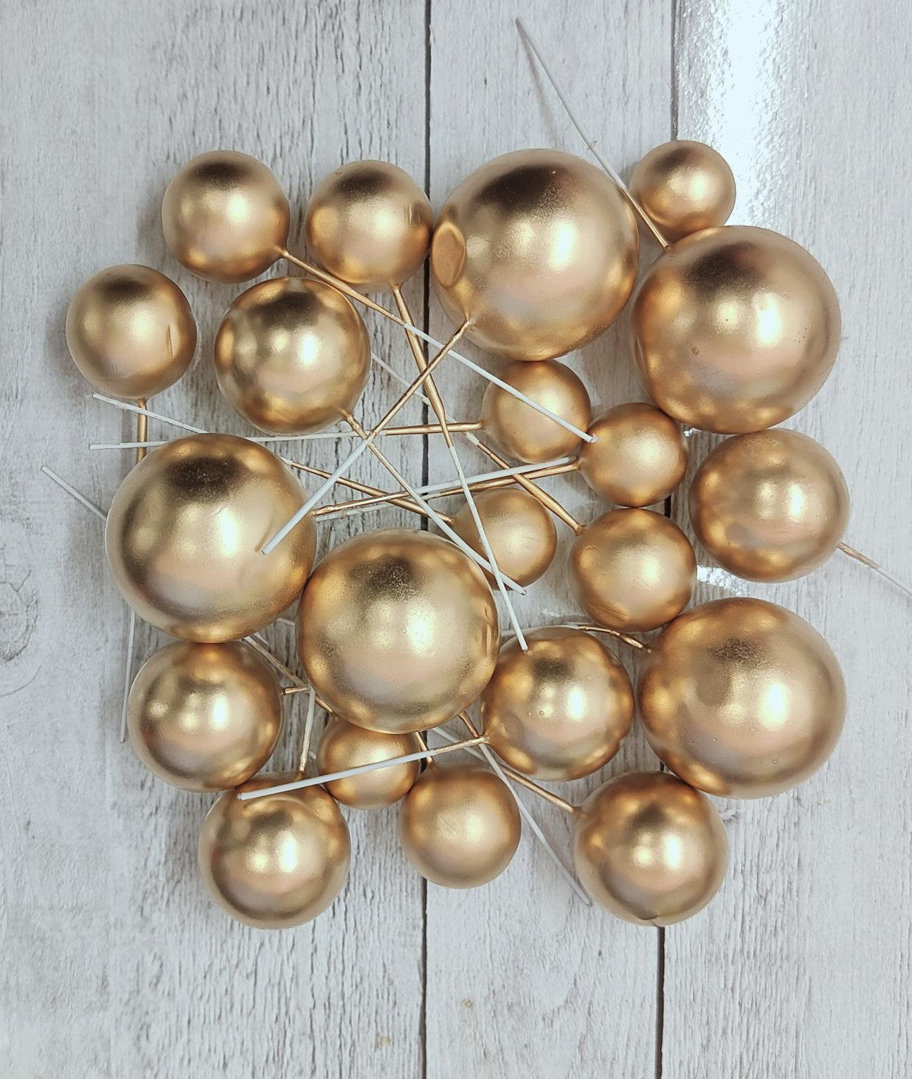 Cake Ball Toppers 20pc Mixed Sizes - Gold