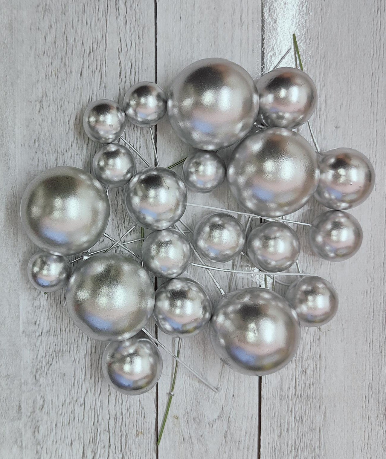 Cake Ball Toppers 20pc Mixed Sizes - Silver