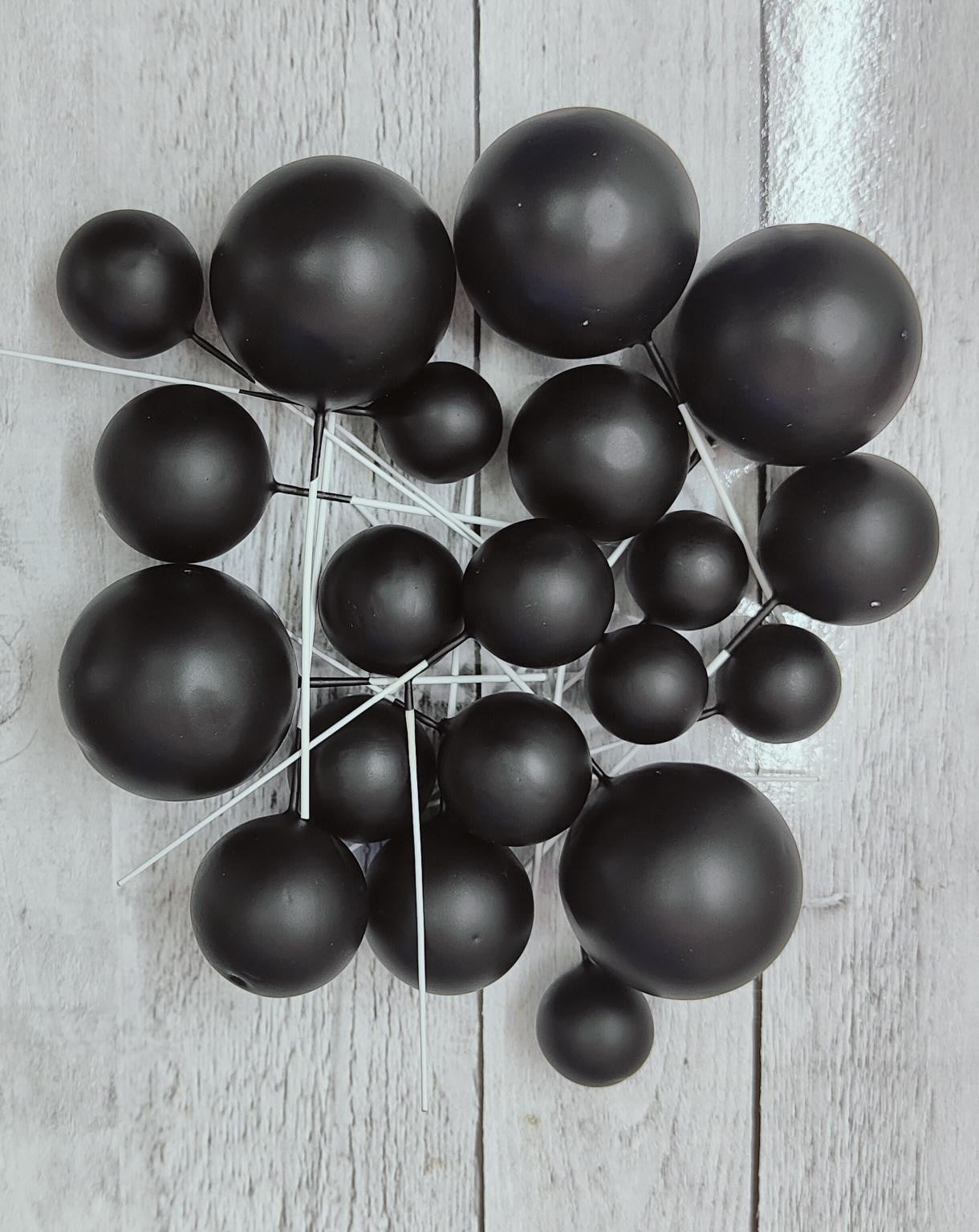 Cake Ball Toppers 20pc Mixed Sizes - Black