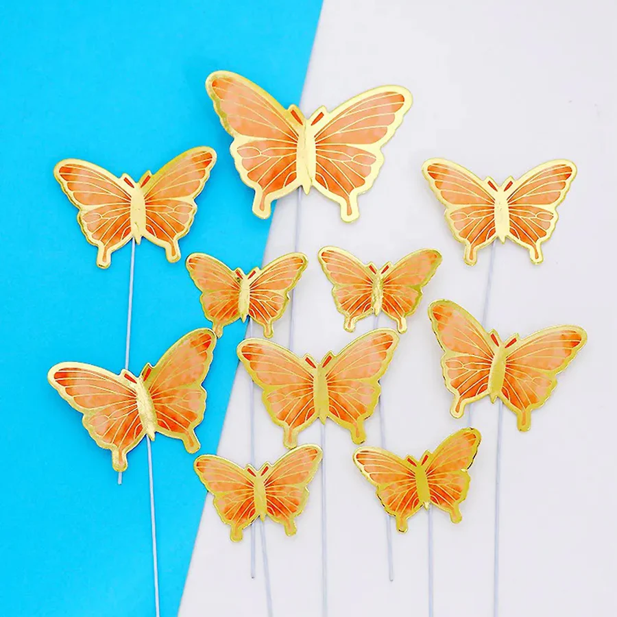 Cardstock Butterflies Pack of 10 - Orange & Gold Style 1