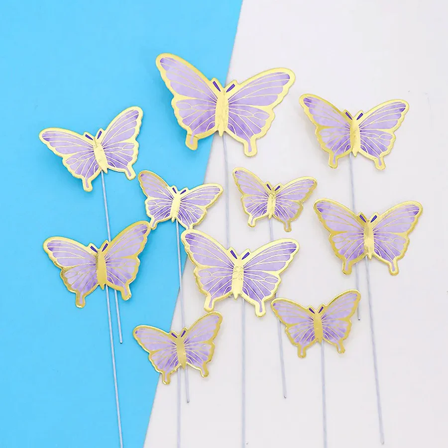 Cardstock Butterflies Pack of 10 - Purple & Gold Style 1