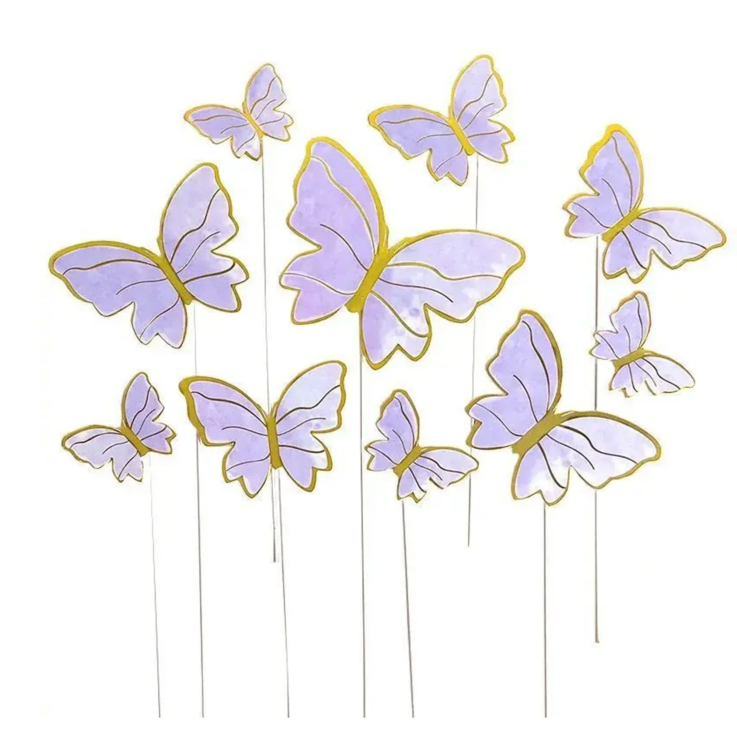 Cardstock Butterflies Pack of 10 - Purple & Gold Style 2
