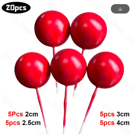 Cake Ball Toppers 20pc Mixed Sizes - Red