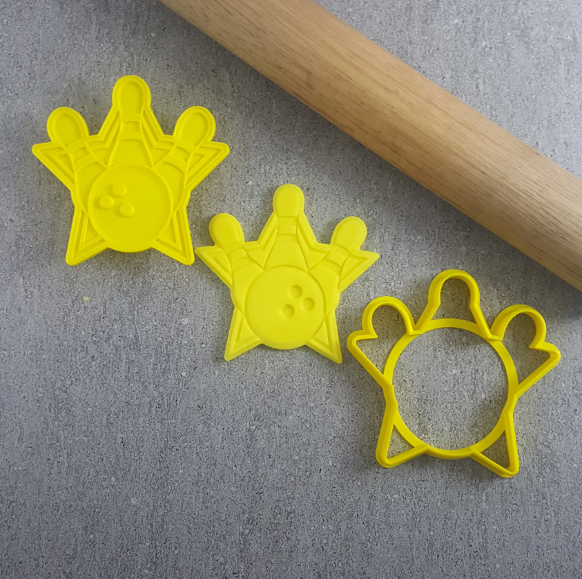 Custom Cookie Cutters Ten Pin Bowling Cutter and Embosser Set
