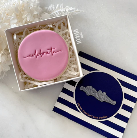 Custom Cookie Cutters Celebrate Tiny Text Stamp (Little Biskut)