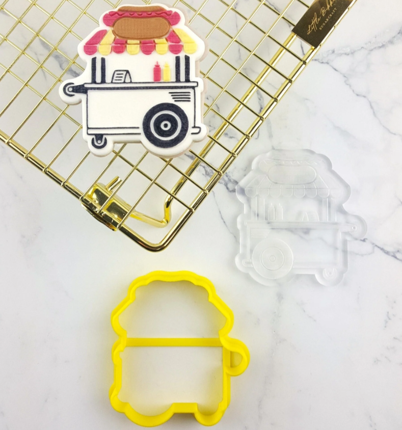 Custom Cookie Cutters Hot Dog Stand Cutter and Debosser