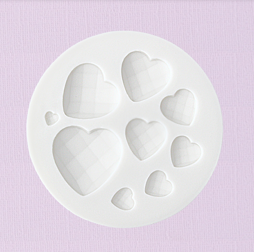Caking it Up - Hearts Faceted 9pc Silicone Mould