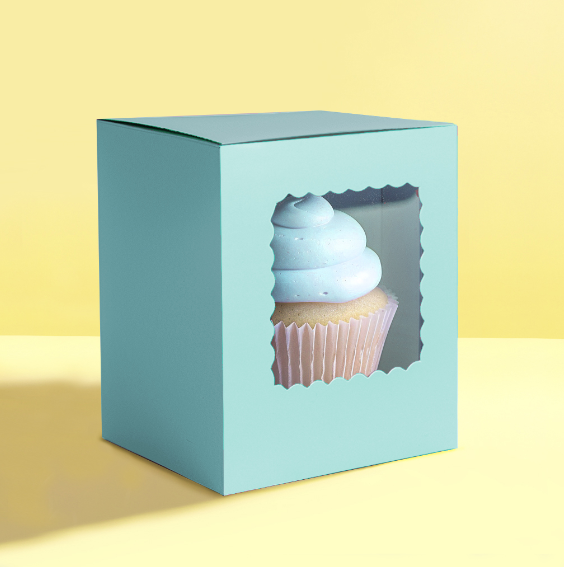 Scalloped Single Cupcake Box Pack of 6 - Pastel Blue