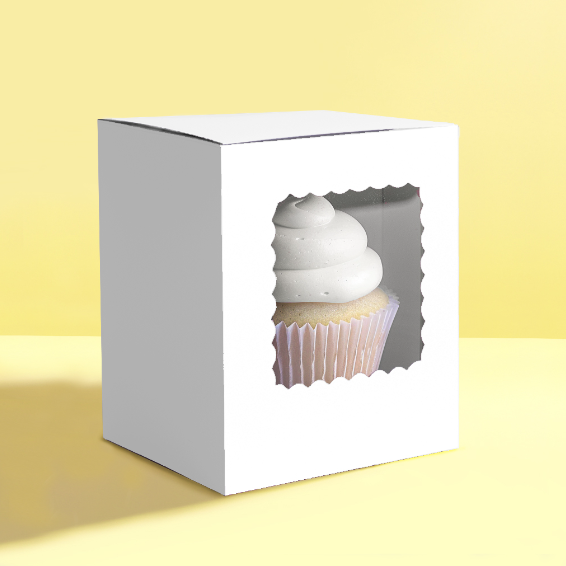 Scalloped Single Cupcake Box Pack of 6 - White